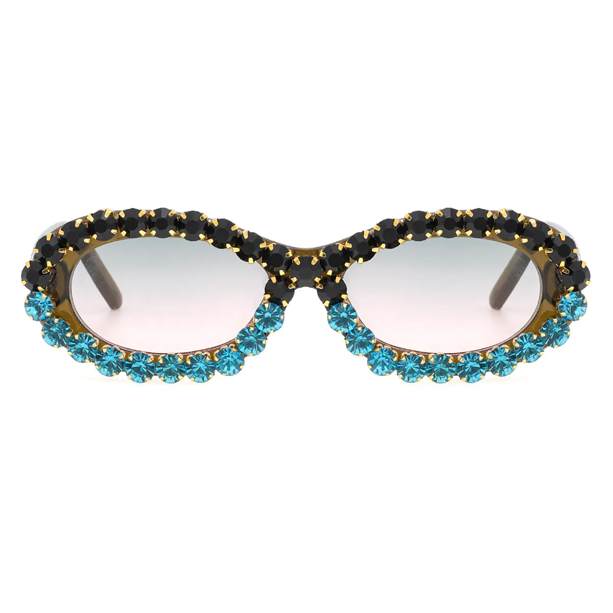 Oval Transparent Green Sunglasses