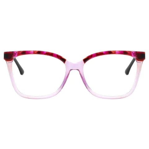 Square Tortoiseshell/Transparent Purple Eyeglasses