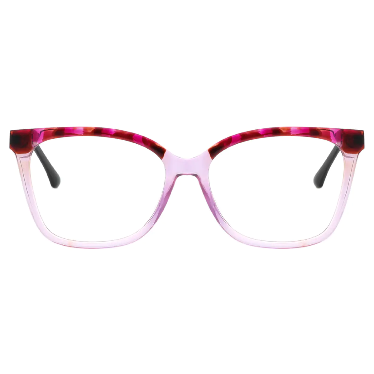 Square Tortoiseshell/Transparent Purple Eyeglasses