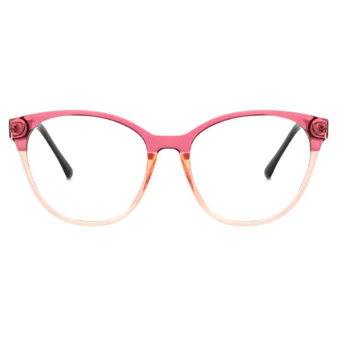 Oval Transparent Pink/Transparent Orange Eyeglasses