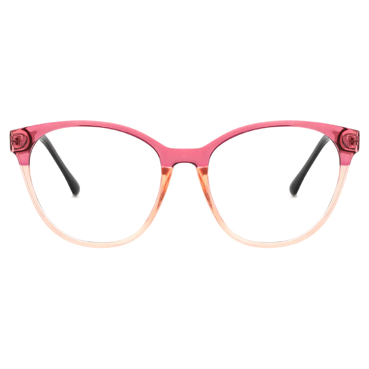 Oval Transparent Pink/Transparent Orange Eyeglasses