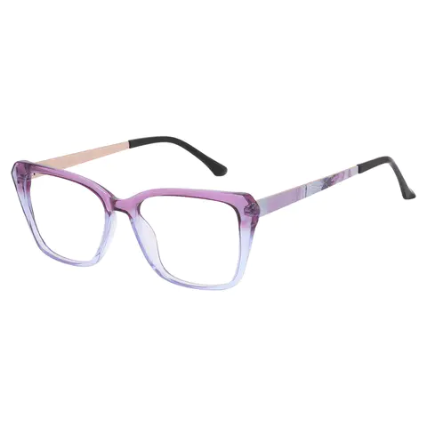 Square Transparent Purple/Transparent Blue Eyeglasses