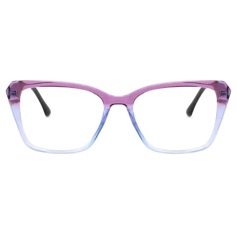 Square Transparent Purple/Transparent Blue Eyeglasses