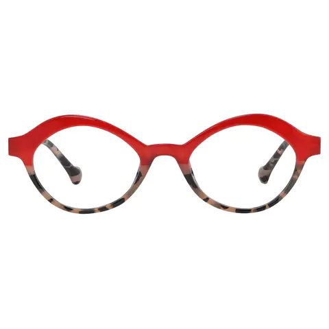 Oval Red Reading Glasses