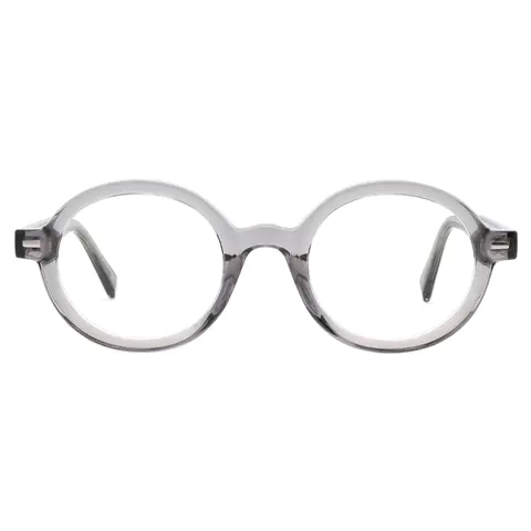 Round Transparent Gray Eyeglasses