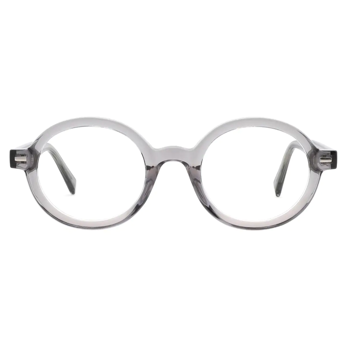 Round Transparent Gray Eyeglasses