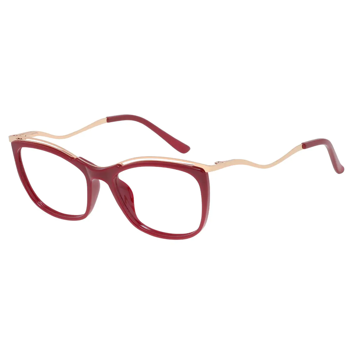 Rectangle Gold/Wine Eyeglasses