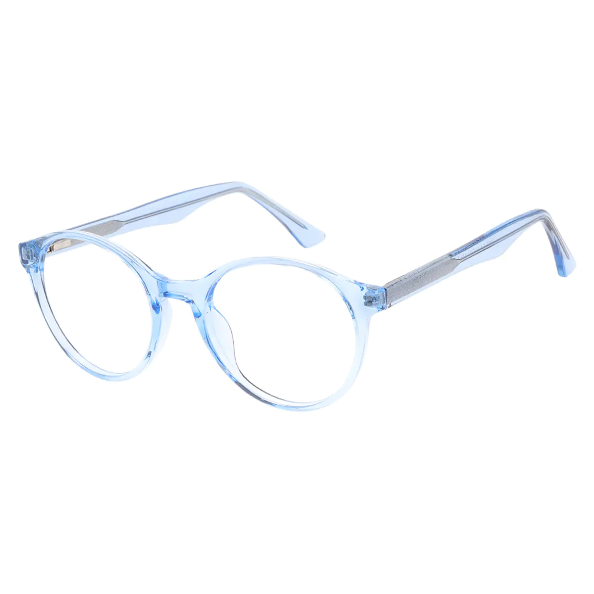 Oval Transparent Blue Eyeglasses