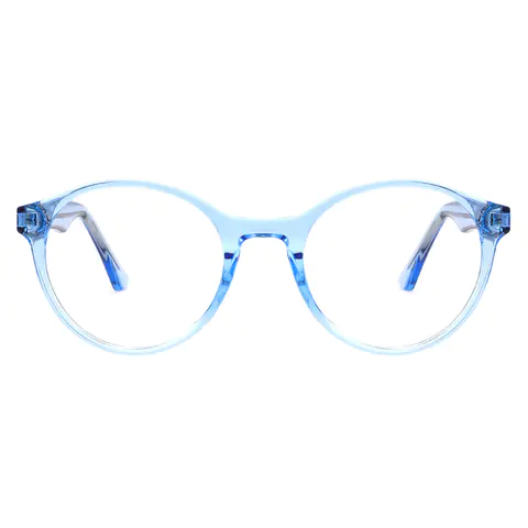 Oval Transparent Blue Eyeglasses