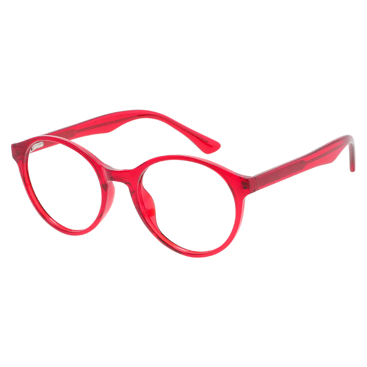 Oval Transparent Red Eyeglasses
