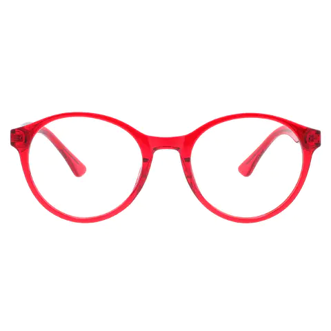 Oval Transparent Red Eyeglasses