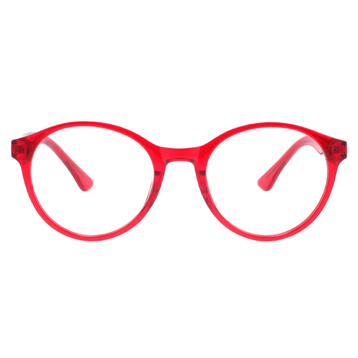 Oval Transparent Red Eyeglasses