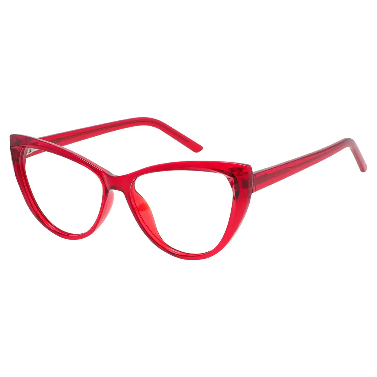 Cat-eye Transparent Red Eyeglasses