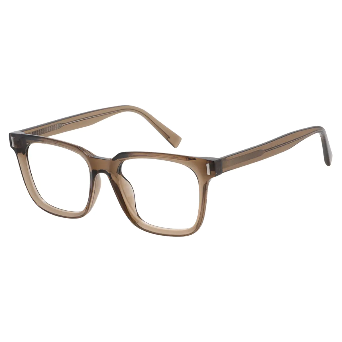 Square Transparent Brown Eyeglasses