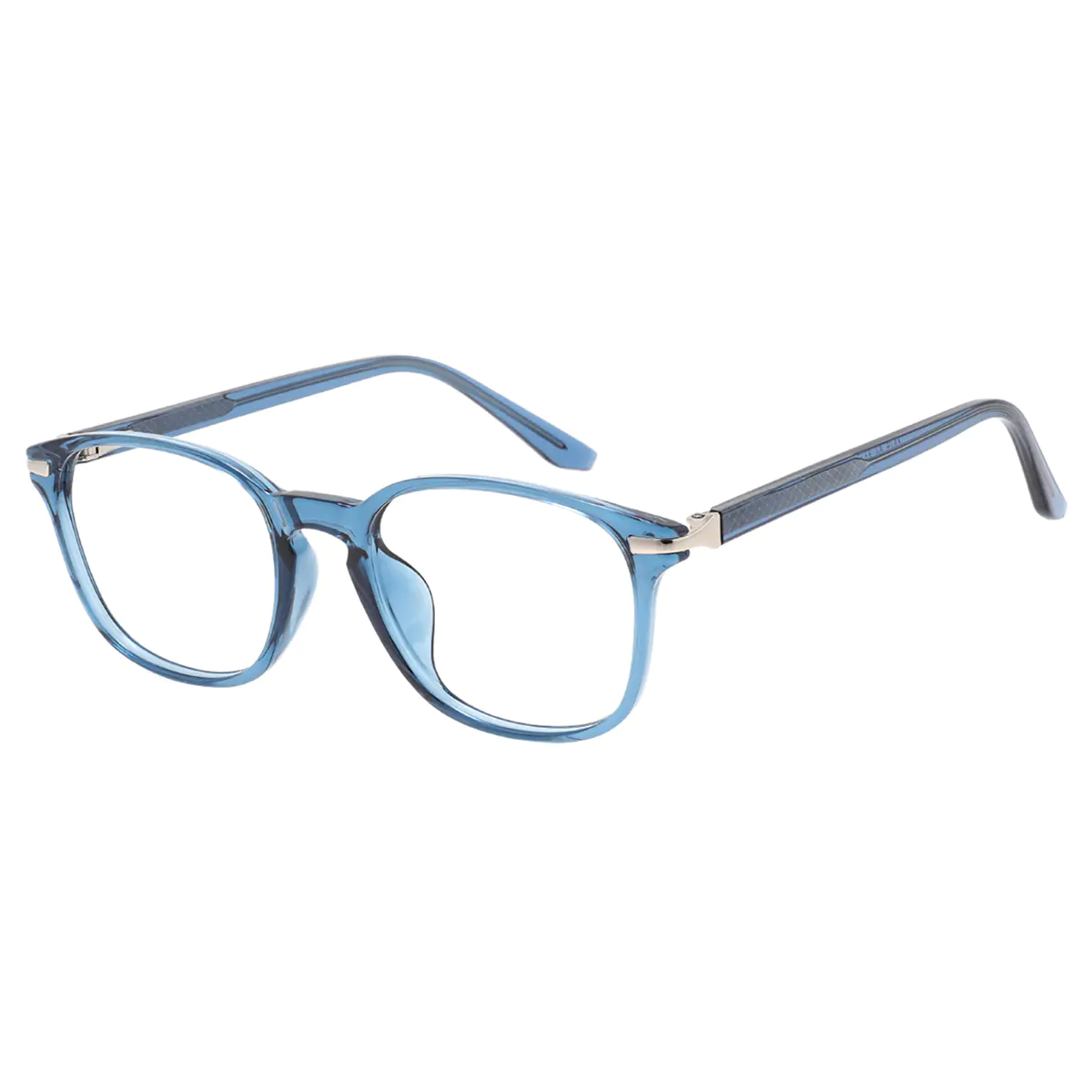 Square Transparent Blue Eyeglasses