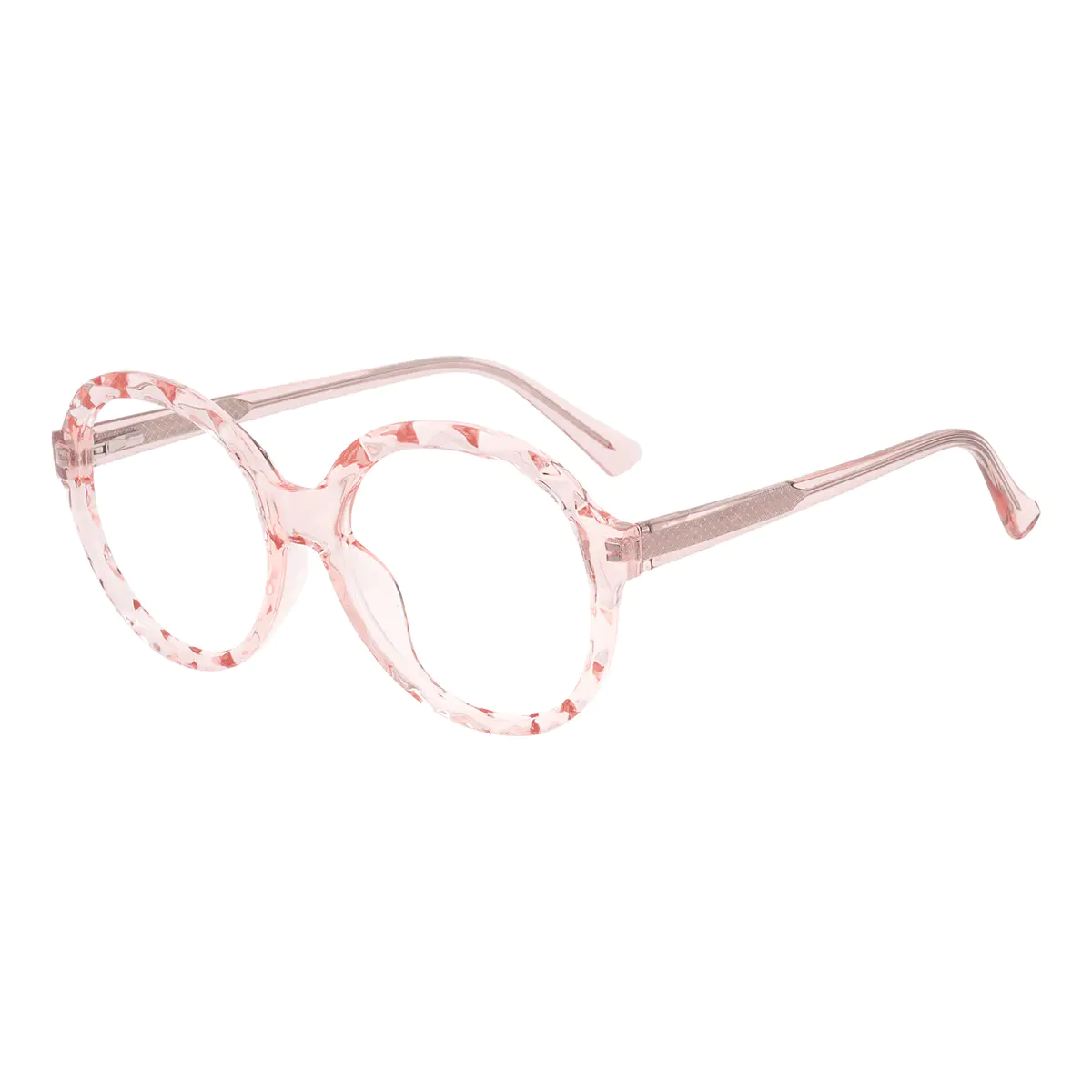 Round Transparent Pink Eyeglasses