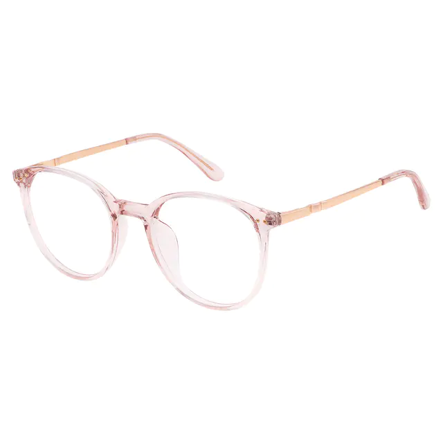 Oval Transparent Pink Eyeglasses