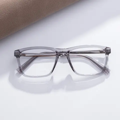 Rectangle Transparent Gray Eyeglasses