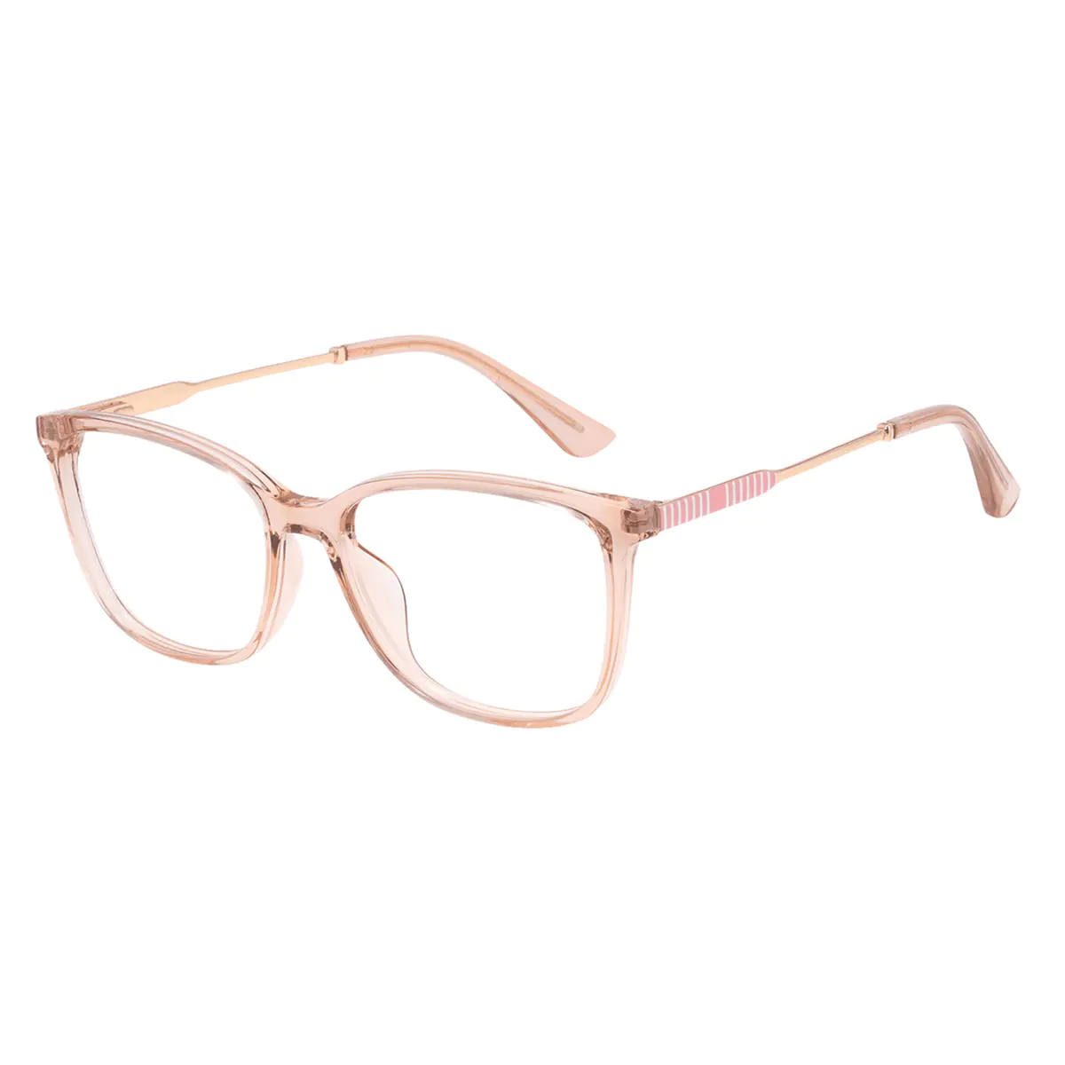Rectangle Transparent Pink Eyeglasses
