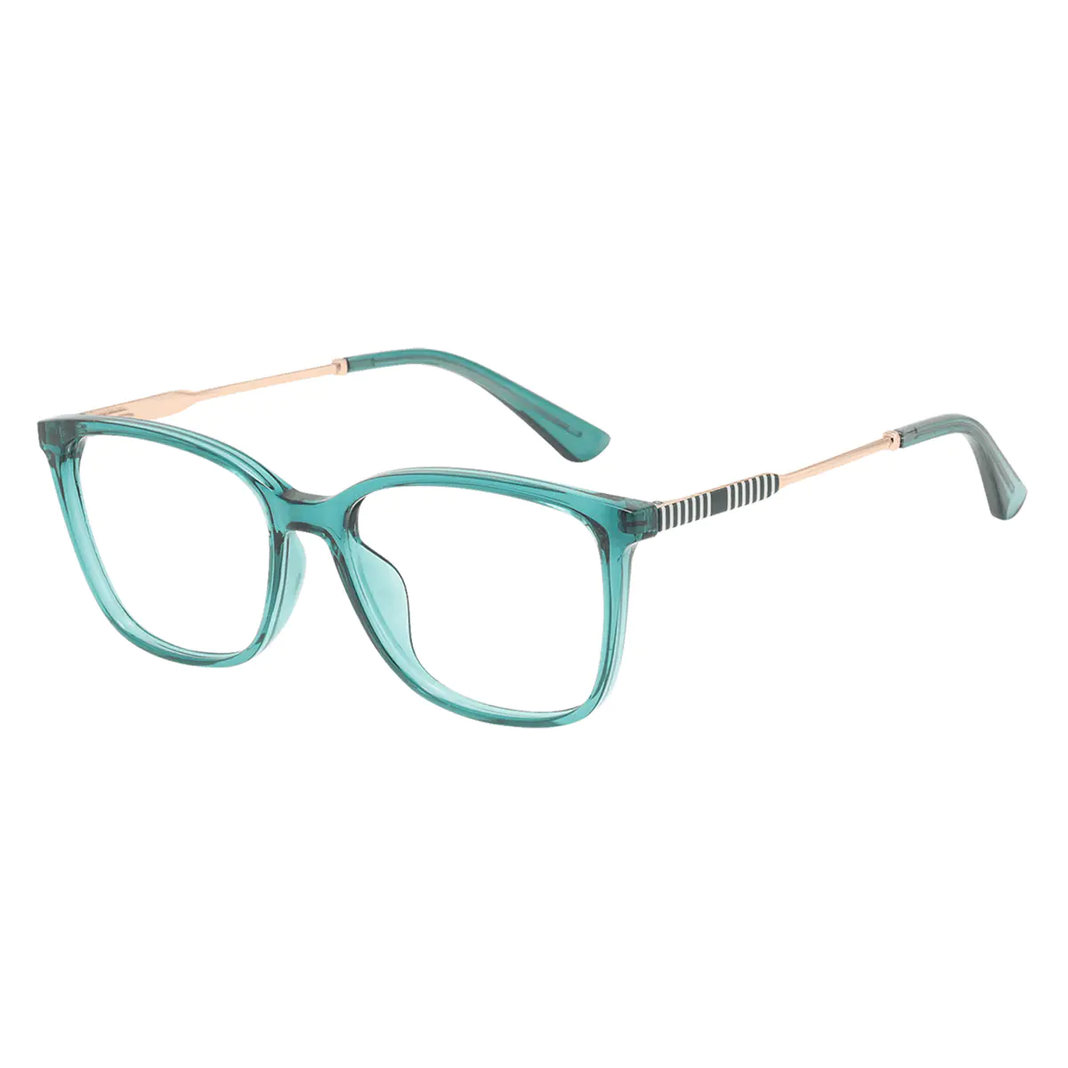 Rectangle Transparent Green Eyeglasses