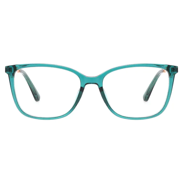 Rectangle Transparent Green Eyeglasses