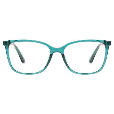 Rectangle Transparent Green Eyeglasses