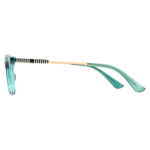 Rectangle Transparent Green Eyeglasses