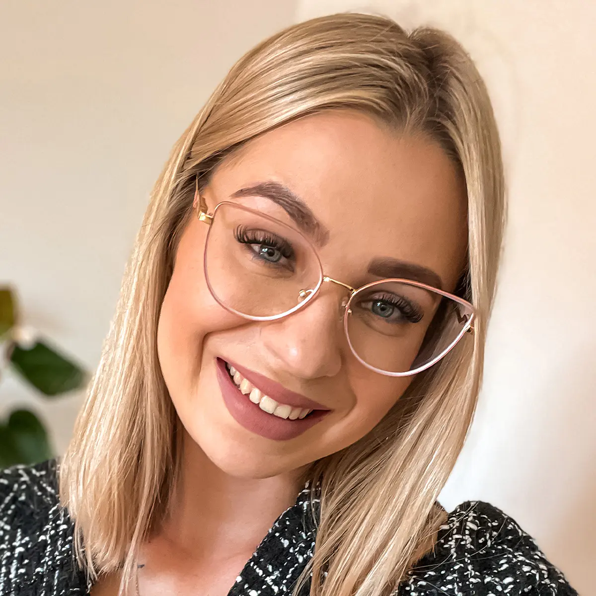 Square Pink/Gold Eyeglasses