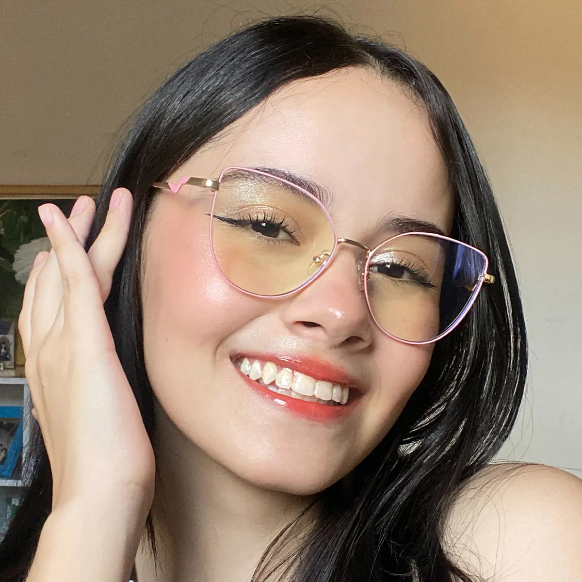 Square Pink/Gold Eyeglasses