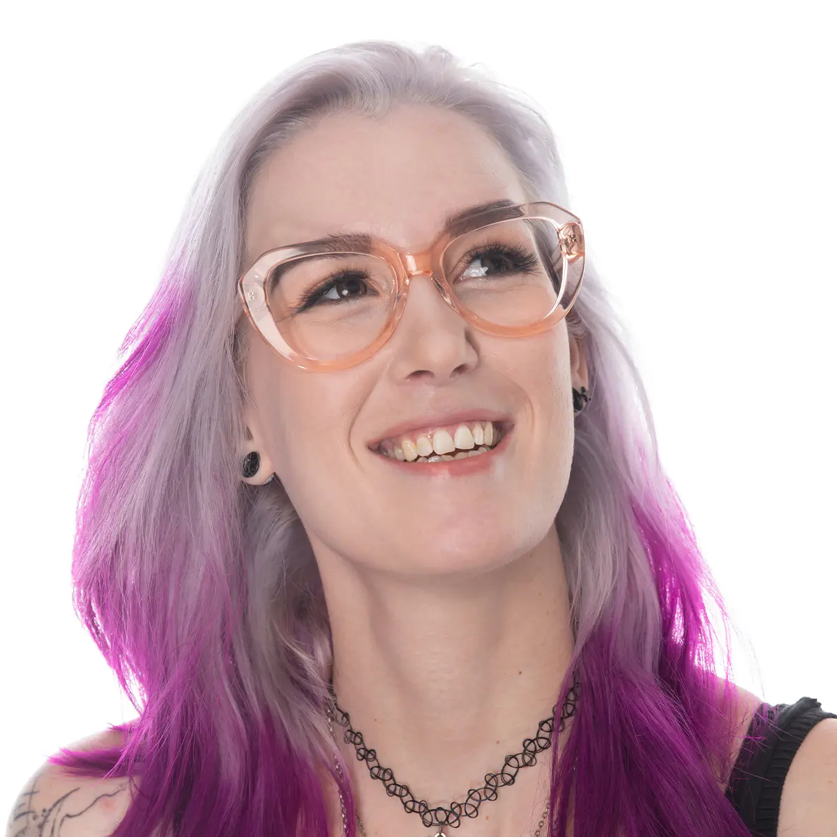 Cat-eye Transparent Pink Eyeglasses