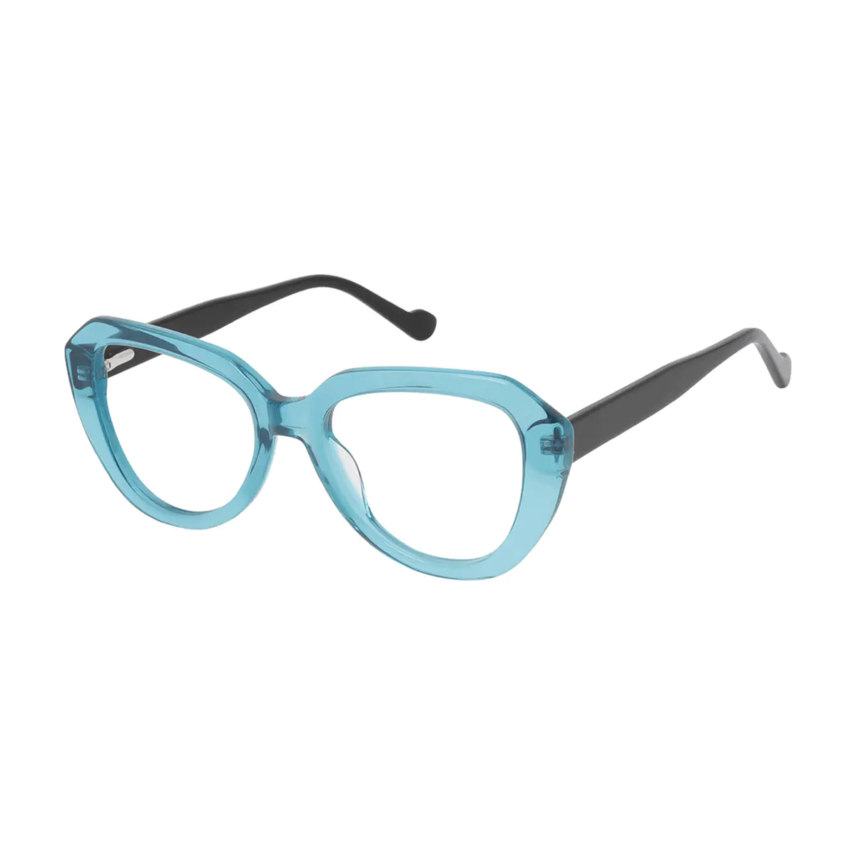 Cat-eye Transparent Blue Eyeglasses