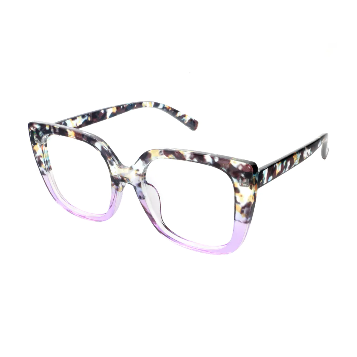 Square Tortoiseshell/Transparent Purple Eyeglasses