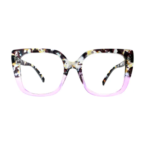 Square Tortoiseshell/Transparent Purple Eyeglasses