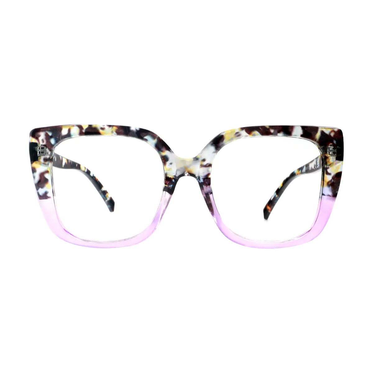 Square Tortoiseshell/Transparent Purple Eyeglasses