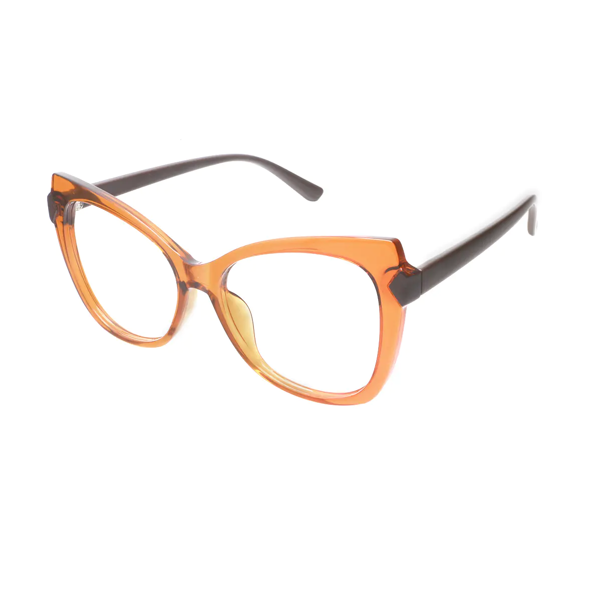Cat-eye Transparent Brown Eyeglasses