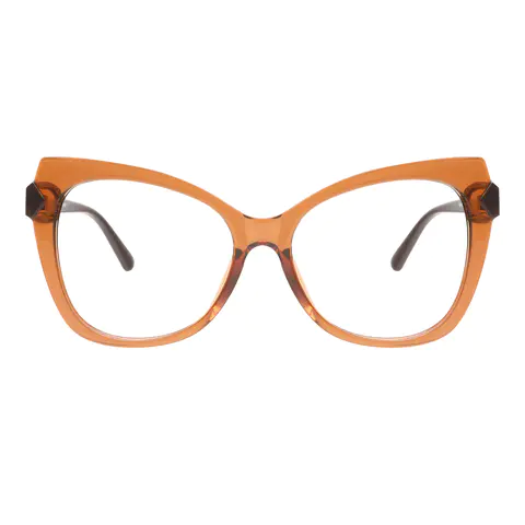 Cat-eye Transparent Brown Eyeglasses