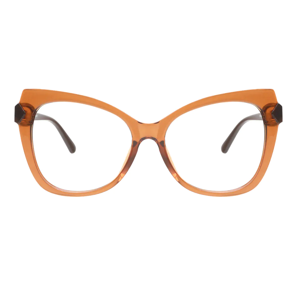 Cat-eye Transparent Brown Eyeglasses