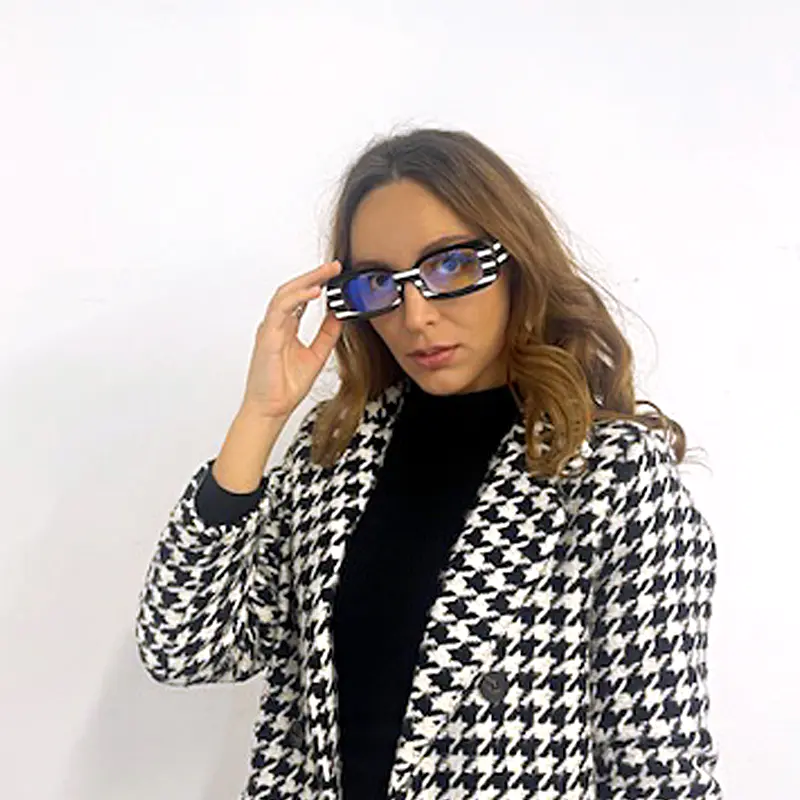 Rectangle Striped Eyeglasses