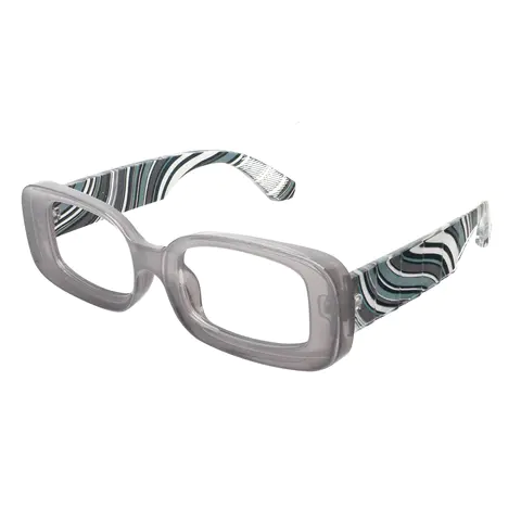 Rectangle Transparent Gray Eyeglasses