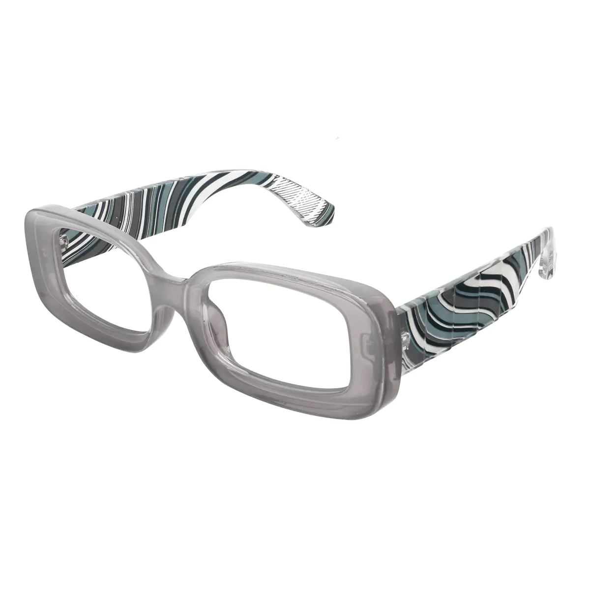 Rectangle Transparent Gray Eyeglasses