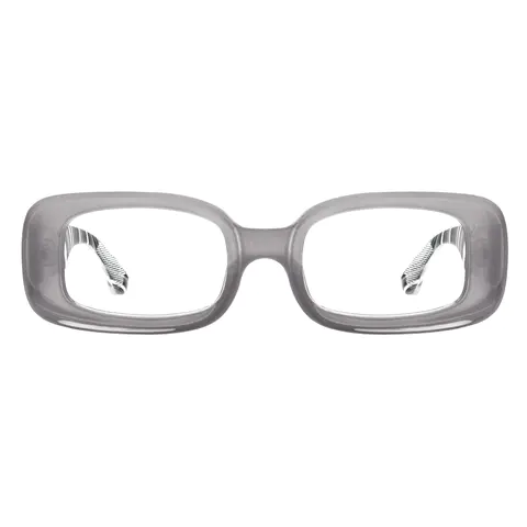 Rectangle Transparent Gray Eyeglasses