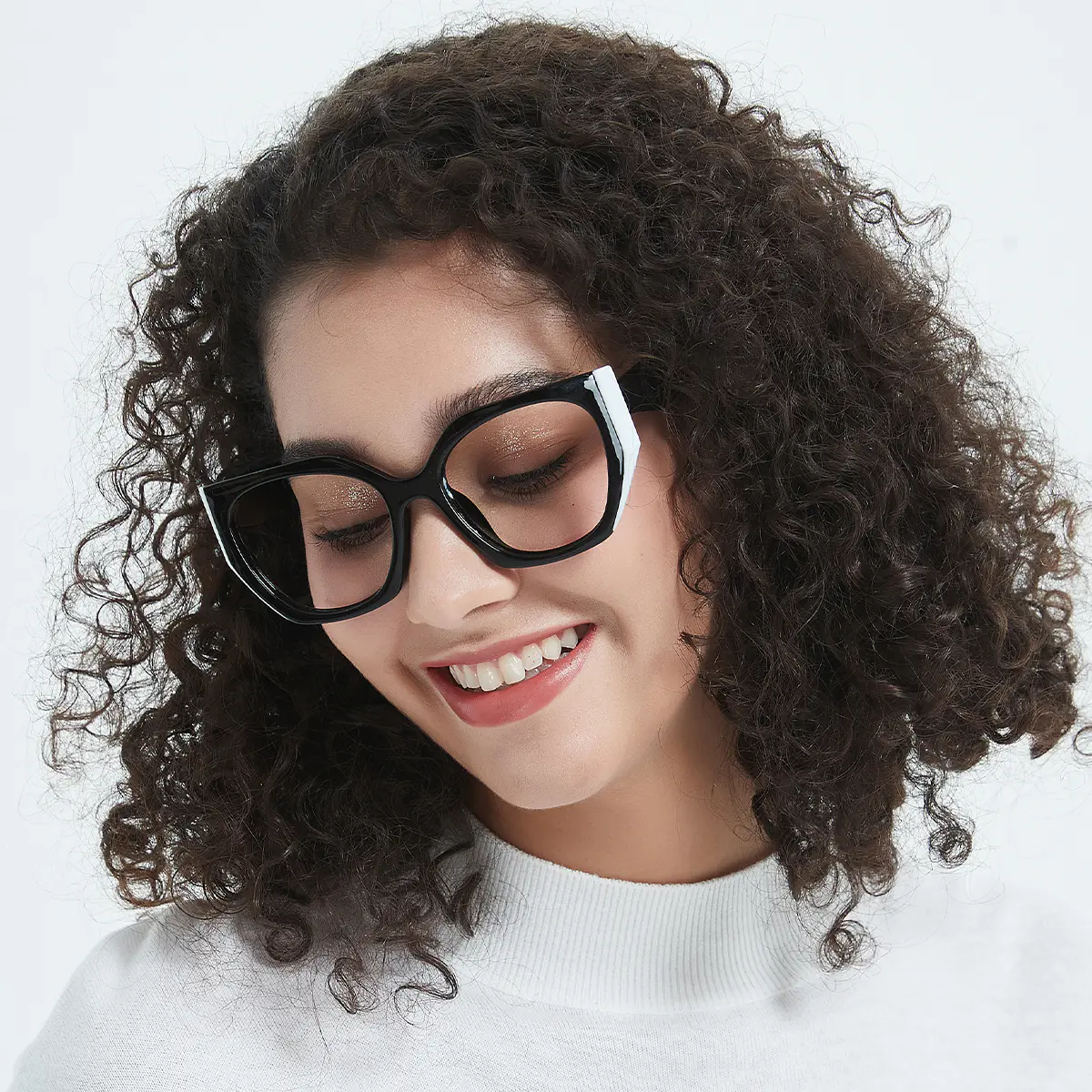 Geometric Black/White Eyeglasses