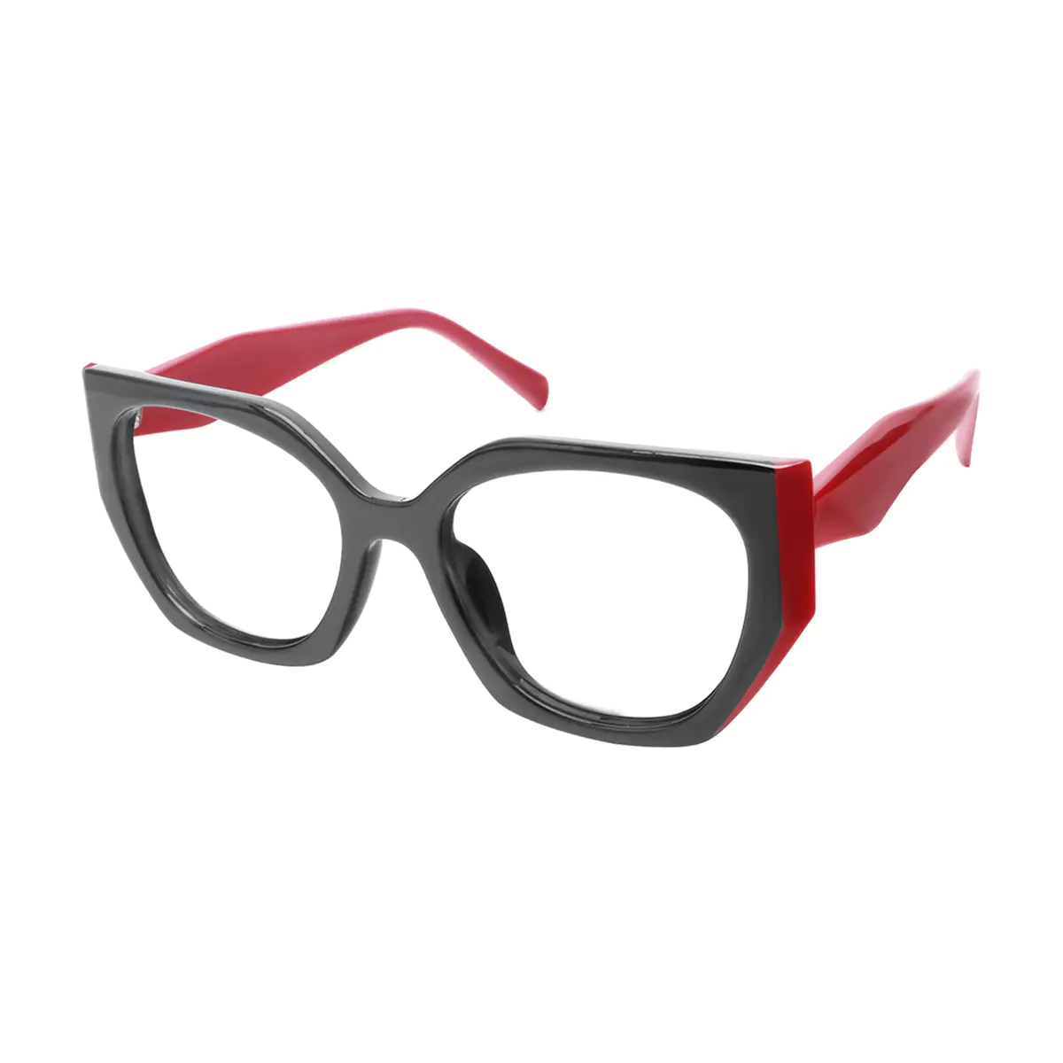 Geometric Black/Red Eyeglasses