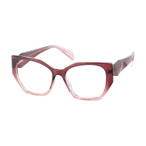 Geometric Brown/Transparent Pink Eyeglasses