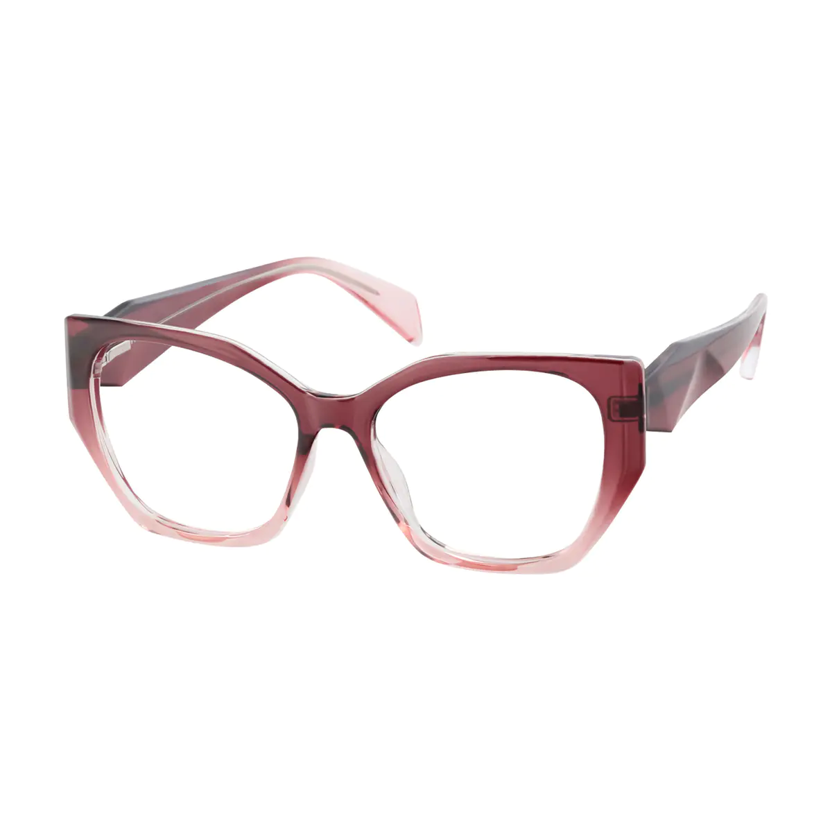 Geometric Brown/Transparent Pink Eyeglasses