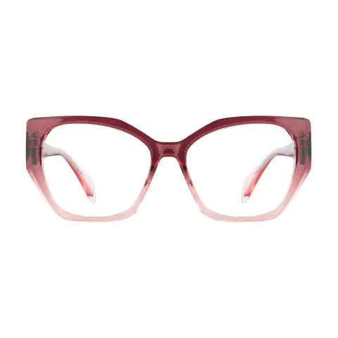 Geometric Brown/Transparent Pink Eyeglasses