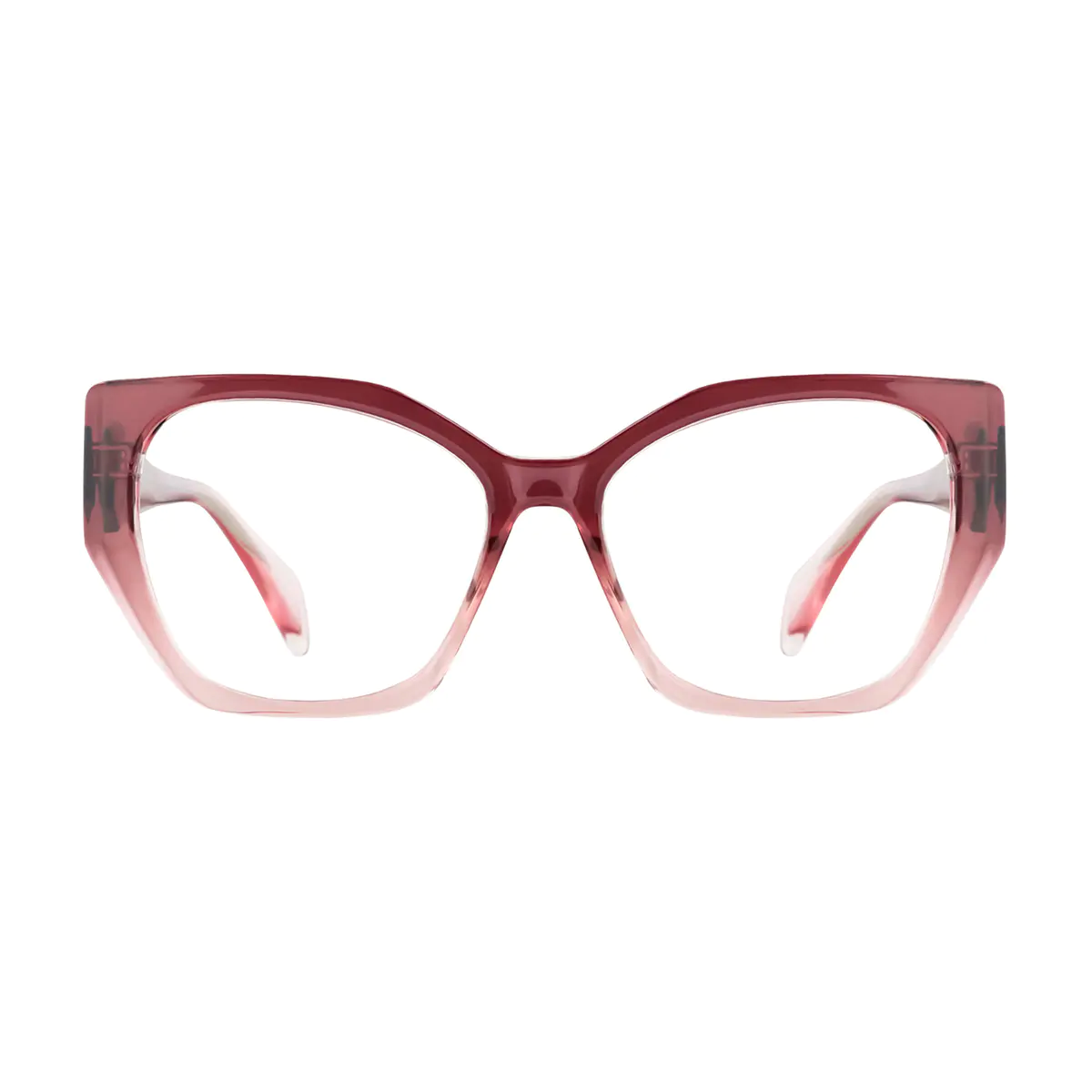Geometric Brown/Transparent Pink Eyeglasses