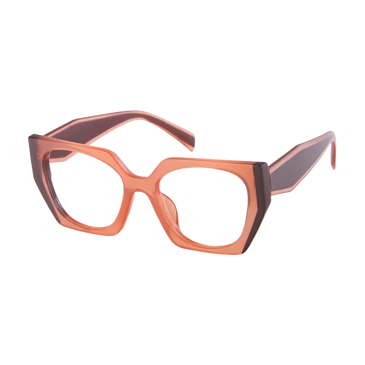Geometric Transparent Brown Eyeglasses