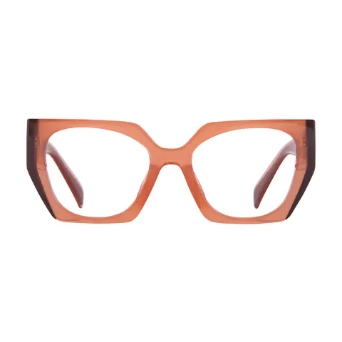 Geometric Transparent Brown Eyeglasses