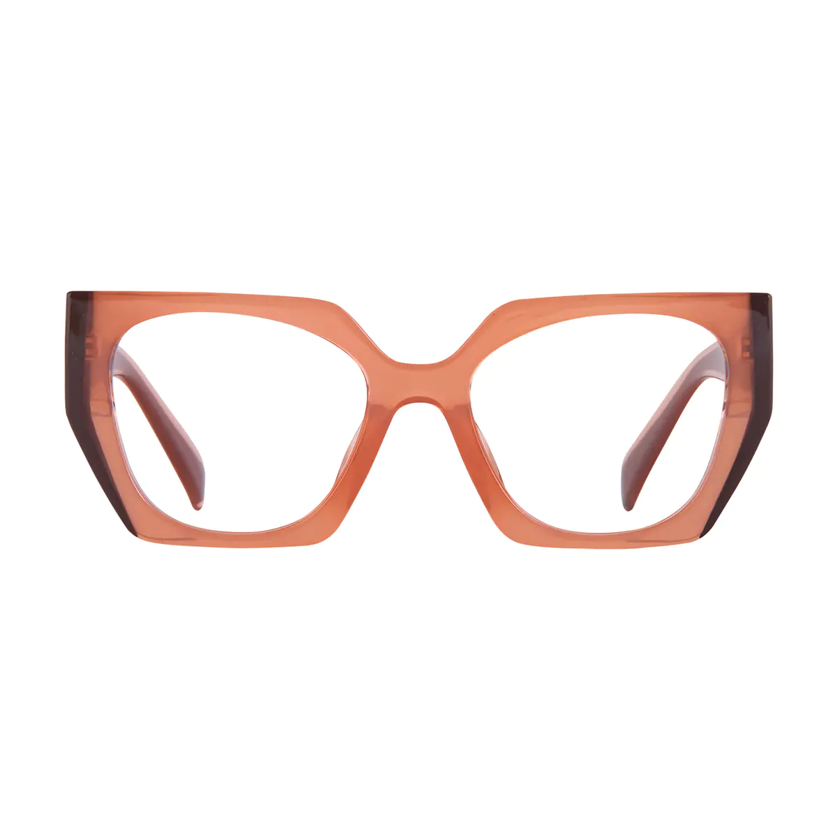 Geometric Transparent Brown Eyeglasses